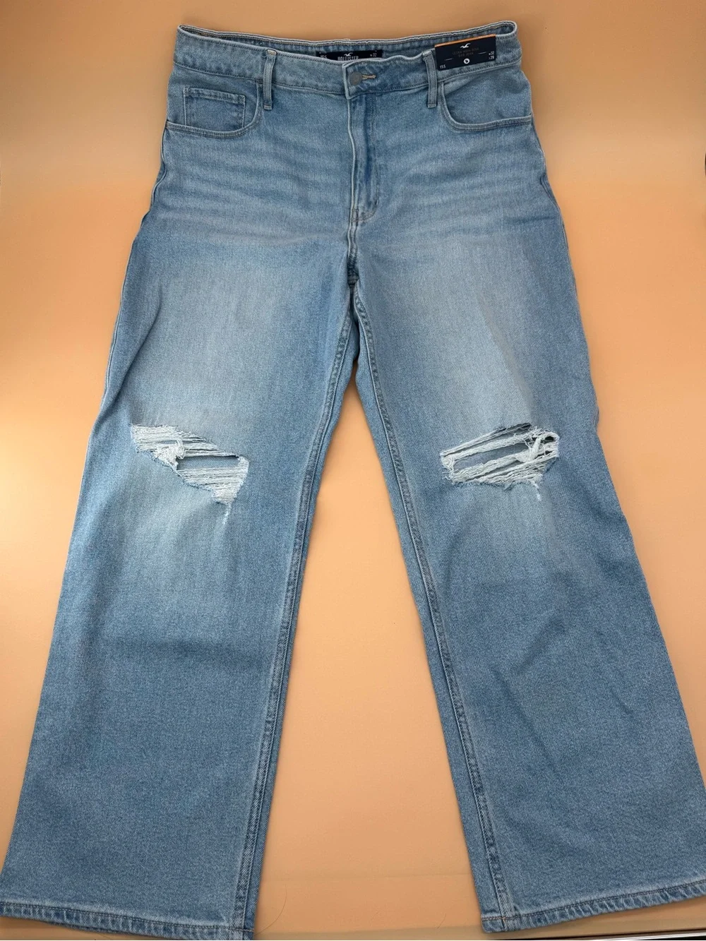 Hollister Ultra High Rise Dad Jeans Vintage Stretch Wide Straight Legs Baggy